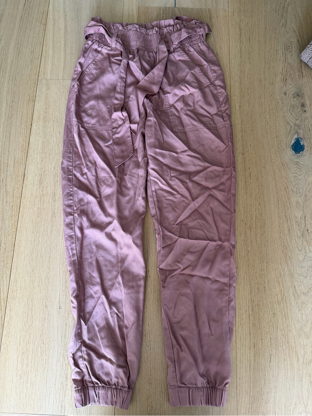 Abercrombie & Fitch Dusty Rose Paperbag Waist Joggers
